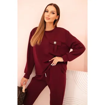 Komplet dámský máslový mikina a kalhoty s gumou slivkový UNI