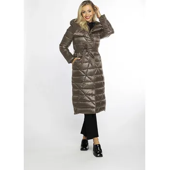 Dámská bunda ve velbloudí barvě s páskem pro zavazování (AG1-J9069B) odstíny hnědé 52