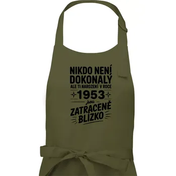 Kuchyňská zástěra Nikdo není dokonalý ale ti narození v roce 1953 jsou zatraceně blízko - Dámská zástěra na vaření - Univerzální velikost ( Khaki )