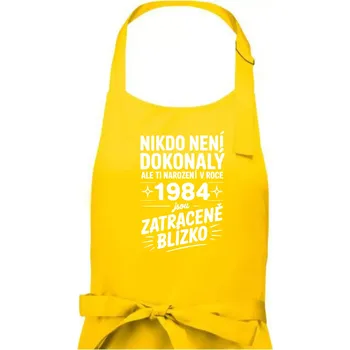 Kuchyňská zástěra Nikdo není dokonalý ale ti narození v roce 1984 jsou zatraceně blízko - Pánská zástěra na vaření - Univerzální velikost ( Žlutá )