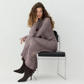 Dámské šaty Reserved - Midi šaty s lyocellem - kávová - 373GX-84X - 373GX-84X-S