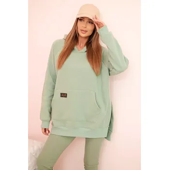 Polski Dámská bavlněná souprava mikina s kapucí a legíny s vysokým pasem tmavá máta Polski zelená 3403925