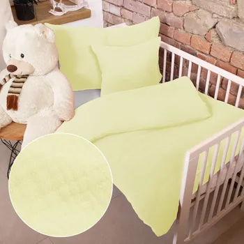 Povlečení Dětské mušelínové povlečení do postýlky Nature MSN-071 Světlé vanilkově žluté Do postýlky 100x135 a 40x60 cm