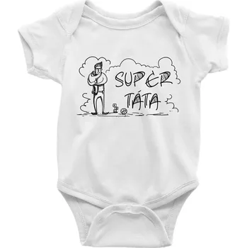 Kojenecký body Kreslený nápis super táta - Body kojenecké s krátkým rukávem - Krátký r. 6-12 mes ( Bílá )