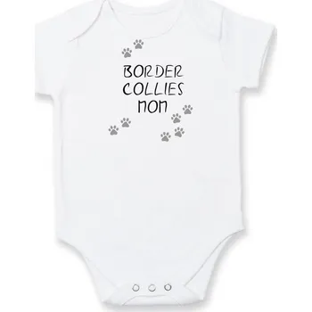 Border Collies mom (Border kolie) (Reflexní tlapky) - Body kojenecké s krátkým rukávem - Krátký r. 18-24 měs ( Bílá )