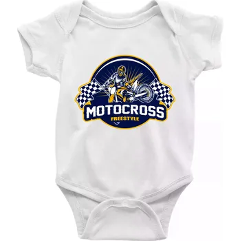 Kojenecký body Motocross freestyle kruh - Body kojenecké s krátkým rukávem - Krátký r. 18-24 měs ( Bílá )