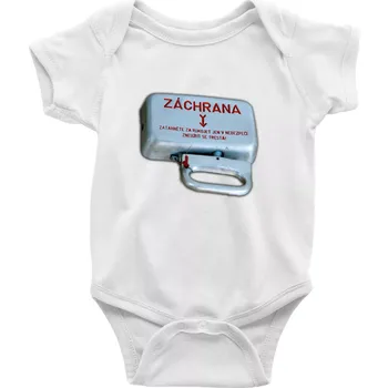 Záchranná brzda vlak - Body kojenecké s krátkým rukávem - Krátký r. 6-12 mes ( Bílá )