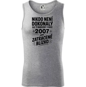 Pánské termoprádlo Nikdo není dokonalý ale ti narození v roce 2007 jsou zatraceně blízko - Tílko pánské Core - L ( Tmavě šedý melír )