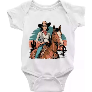 Kojenecký body Cowgirl vintage na koni - Body kojenecké s krátkým rukávem - Krátký r. 6-12 mes ( Bílá )