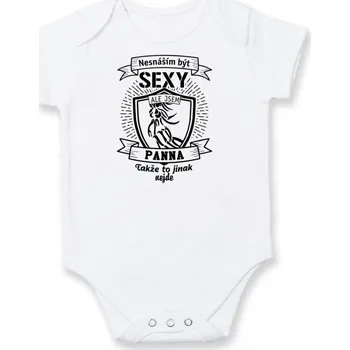 Kojenecký body Nesnáším být sexy - Panna - Body kojenecké s krátkým rukávem - Krátký r. 6-12 mes ( Bílá )