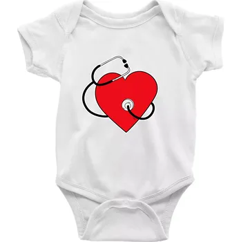 Kojenecký body Internista srdce - Body kojenecké s krátkým rukávem - Krátký r. 6-12 mes ( Bílá )
