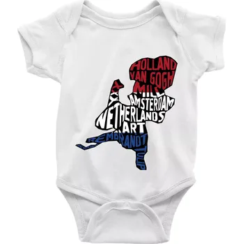 Kojenecký body Mapy - názvy měst - Nizozemí - Body kojenecké s krátkým rukávem - Krátký r. do 3 měs ( Bílá )