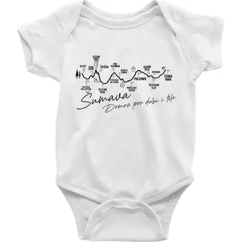 Šumava - Domov pro duši i tělo - Body kojenecké s krátkým rukávem - Krátký r. 6-12 mes ( Bílá )