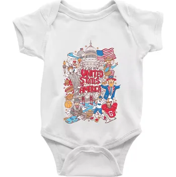 Kojenecké oblečení USA karikatura - Body kojenecké s krátkým rukávem - Krátký r. 18-24 měs ( Bílá )