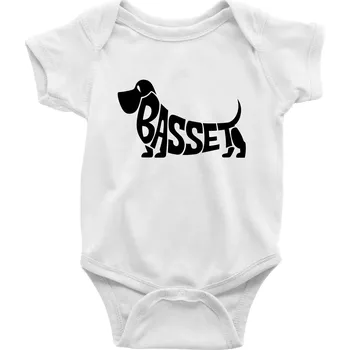Kojenecký body Basset nápis v těle - Body kojenecké s krátkým rukávem - Krátký r. 18-24 měs ( Bílá )