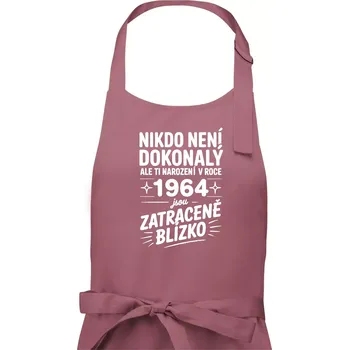 Kuchyňská zástěra Nikdo není dokonalý ale ti narození v roce 1964 jsou zatraceně blízko - Pánská zástěra na vaření - Univerzální velikost ( Starorůžová )