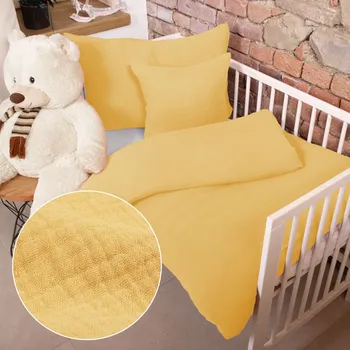 Povlečení Dětské mušelínové povlečení do postýlky Nature MSN-059 Světle žlutooranžové Do postýlky 90x130 a 40x60 cm