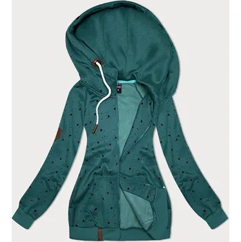 Dámská mikina Zelená dámská mikina s kapucí a se vzorem hvězdiček (2305) odstíny zelené M (38)