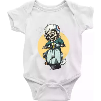 Skútr rebel - Body kojenecké s krátkým rukávem - Krátký r. 6-12 mes ( Bílá )