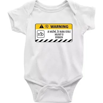 Warning mluvení - Ryby - Body kojenecké s krátkým rukávem - Krátký r. 18-24 měs ( Bílá )