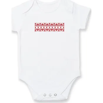 Kojenecký body Vánoční vzor - jelen a vločka - Body kojenecké s krátkým rukávem - Krátký r. 6-12 mes ( Bílá )