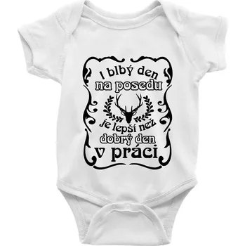 Kojenecké oblečení Blbý den na posedu - Body kojenecké s krátkým rukávem - Krátký r. 18-24 měs ( Bílá )