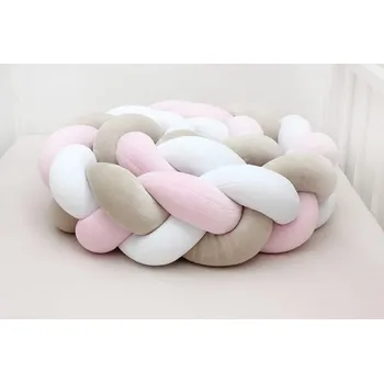 Dětsný nábytek Scamp Mantinel do postýlky cop (Bílo-béžová-růžová) - 210 cm