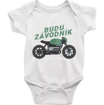 Kojenecké oblečení Budu závodník zelený cafe racer - Body kojenecké s krátkým rukávem - Krátký r. 18-24 měs ( Bílá )