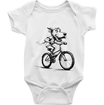 Kojenecké oblečení Pes na kole - Body kojenecké s krátkým rukávem - Krátký r. 18-24 měs ( Bílá )