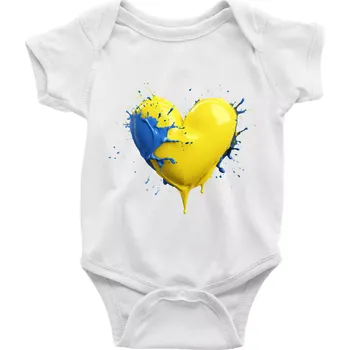 Kojenecký body Srdce rozprsknuté - Švédské barvy - Body kojenecké s krátkým rukávem - Krátký r. 18-24 měs ( Bílá )