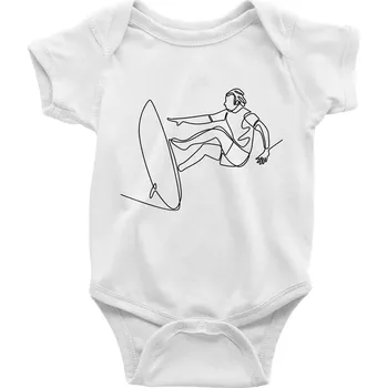 Kojenecký body Surfař na vlně jedním tahem - Body kojenecké s krátkým rukávem - Krátký r. 18-24 měs ( Bílá )