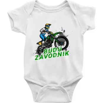 Kojenecké oblečení Budu závodník zelená kroska - Body kojenecké s krátkým rukávem - Krátký r. 6-12 mes ( Bílá )