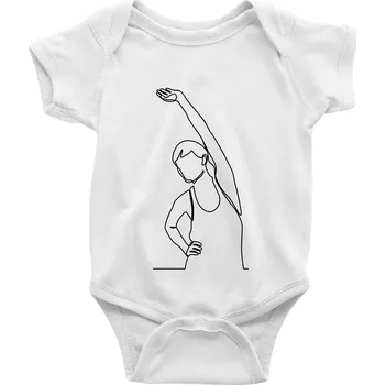 Kojenecké oblečení Protahující se žena jedním tahem - Body kojenecké s krátkým rukávem - Krátký r. 18-24 měs ( Bílá )