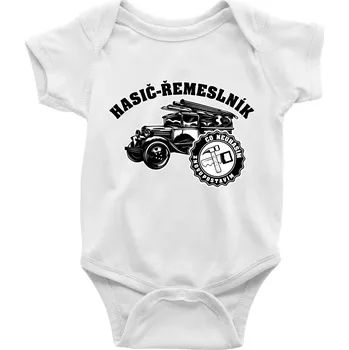 Kojenecké oblečení Hasič řemeslník - Body kojenecké s krátkým rukávem - Krátký r. 18-24 měs ( Bílá )