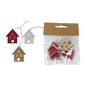 Vánoční dekorace Dekorace domeček k zavěšení, 12 ks D7277