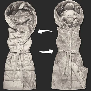 Dámská vesta Béžová hrubší oboustranná péřovo-kožešinová vesta Minority (P3-6035-62) odstíny béžové S (36)