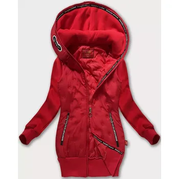 Červená dámská mikino-bunda s kapucí LHD (AMG-162A) odstíny červené M (38)