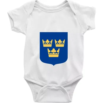 Kojenecký body Švédský znak tři korunky velký - Body kojenecké s krátkým rukávem - Krátký r. do 3 měs ( Bílá )