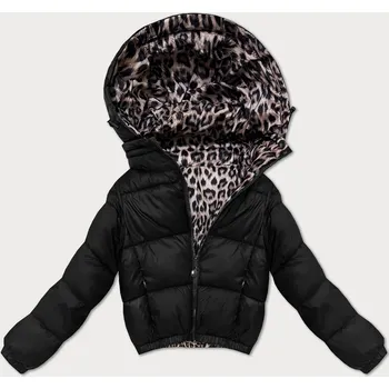 Černá oboustranná dámská krátká bunda s panteřím vzorem Minority (M6-6001-1) odstíny černé M (38)