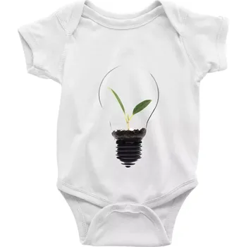 Kojenecký body Žárovka květináč - Body kojenecké s krátkým rukávem - Krátký r. 18-24 měs ( Bílá )