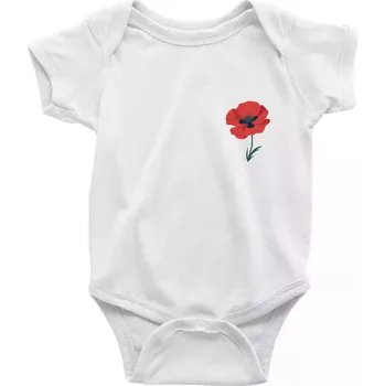 Kojenecký body Vlčí mák kreslený na prsu - Body kojenecké s krátkým rukávem - Krátký r. 18-24 měs ( Bílá )