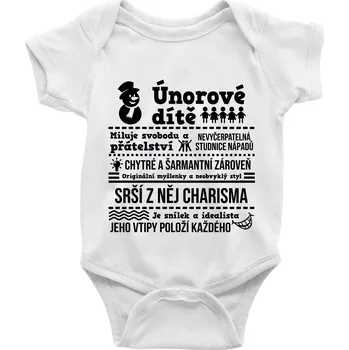 Kojenecký body Narozeniny únor - Body kojenecké s krátkým rukávem - Krátký r. 18-24 měs ( Bílá )