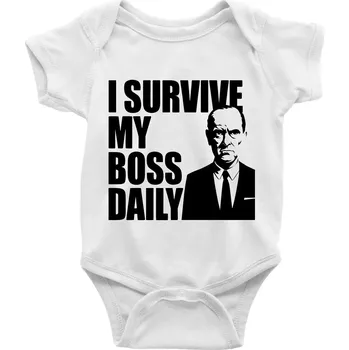 Kojenecký body I survive my boss daily - Body kojenecké s krátkým rukávem - Krátký r. 18-24 měs ( Bílá )