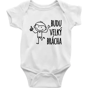 Kojenecký body Budu velký brácha - Body kojenecké s krátkým rukávem - Krátký r. 18-24 měs ( Bílá )