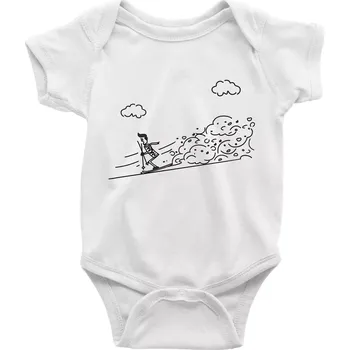 Kojenecký body Kreslený lyžař na horách - Body kojenecké s krátkým rukávem - Krátký r. 18-24 měs ( Bílá )