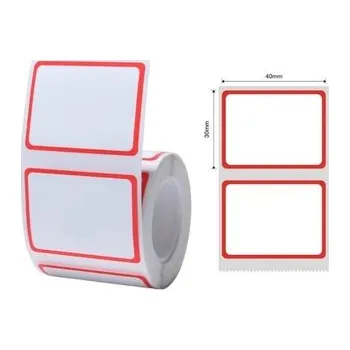 Kotouček do pokladny a tiskárny štítků Niimbot štítky T 40x30mm 320ks Červený rámeček pro B21, B21S, B3, B1S