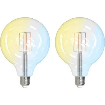 Lampička LUUMR Smart LED E27 G125 7W ZigBee Tuya Philips Hue sada 2 ks přehledně