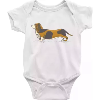 Kojenecký body Vintage basset - Body kojenecké s krátkým rukávem - Krátký r. 6-12 mes ( Bílá )