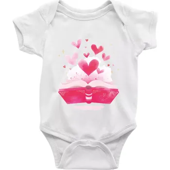 Kojenecký body Knihy a srdíčka - Body kojenecké s krátkým rukávem - Krátký r. 18-24 měs ( Bílá )