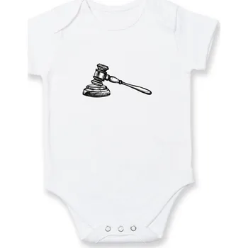 Kojenecké oblečení Soudcovské kladívko - Body kojenecké s krátkým rukávem - Krátký r. 18-24 měs ( Bílá )
